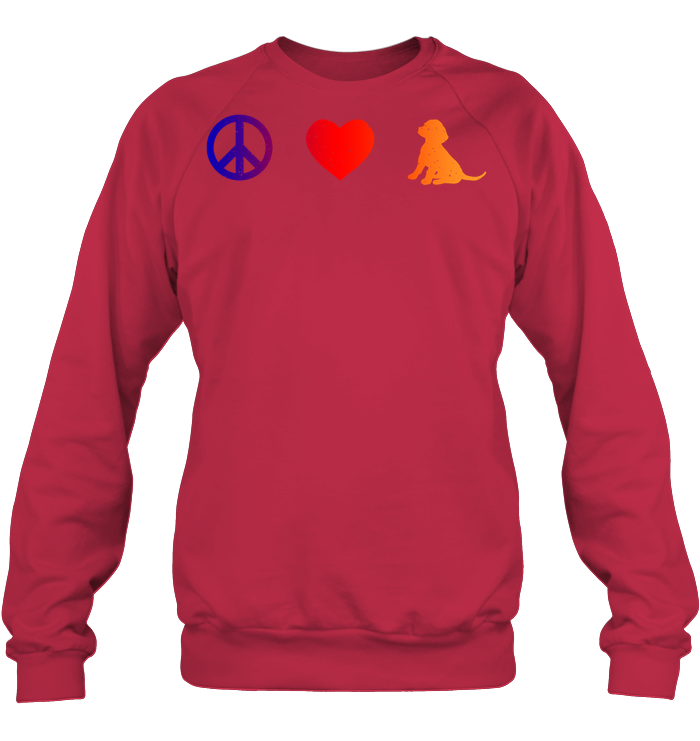 Peace Heart Beagles Lovers Shirt Unisex Fleece Pullover Sweatshirt Deep Red