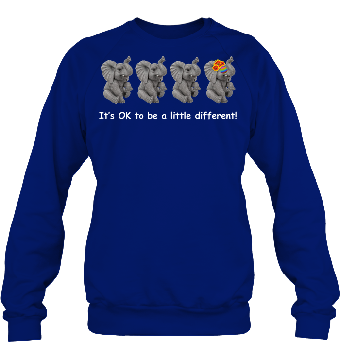 It's Okay Liitle Differents Elephants Shirt Unisex Fleece Pullover Sweatshirt Deep Royal