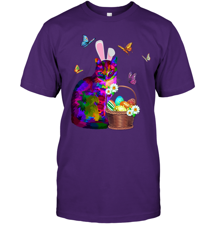 Cat Costume Bunnie Easter Day Shirt Unisex Short Sleeve Classic Tee Purple