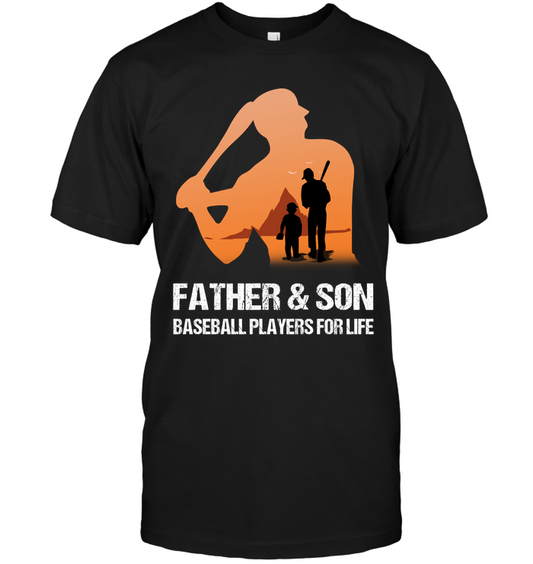 Father And Son Baseball Players For Life Family Shirt Unisex Short Sleeve Classic Tee Black