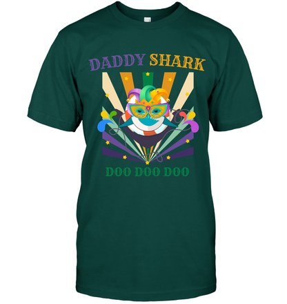 Daddy Shark Doo Doo Doo Happy Mardi Gars Family Shirt Unisex Short Sleeve Classic Tee Deep Forest