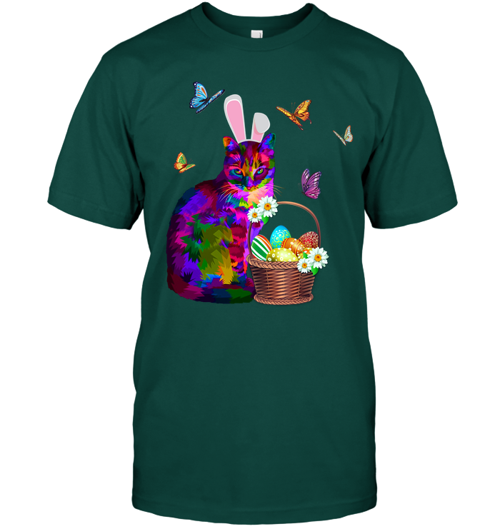 Cat Costume Bunnie Easter Day Shirt Unisex Short Sleeve Classic Tee Deep Forest