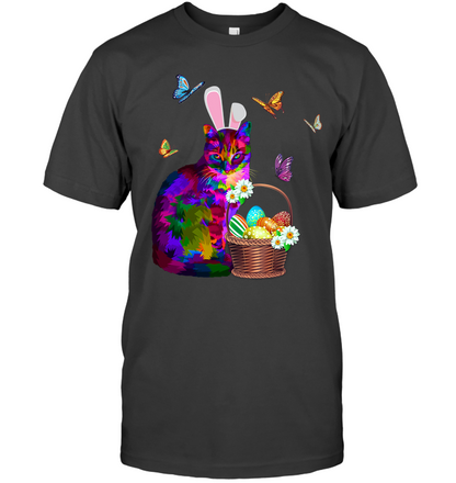 Cat Costume Bunnie Easter Day Shirt Unisex Short Sleeve Classic Tee Charcoal Heather