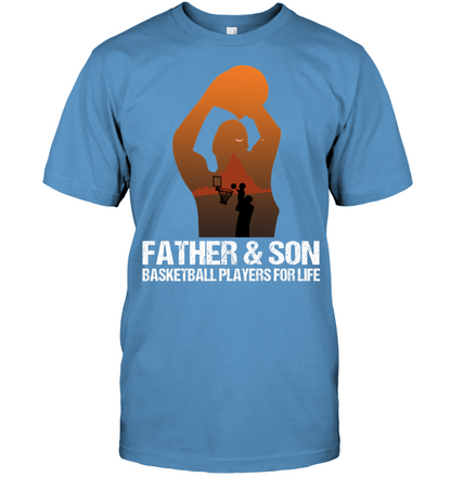 Father And Son Basketball Players For Life Family Shirt Unisex Short Sleeve Classic Tee Carolina Blue