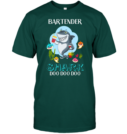 Bartender Shark Doo Doo Doo Shirt Unisex Short Sleeve Classic Tee Deep Forest