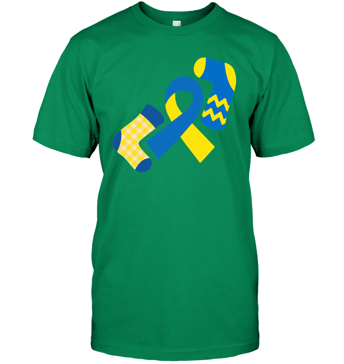 Down Syndrome Awareness Day Socks And Ribbons Shirt Unisex Short Sleeve Classic Tee Kelly Green