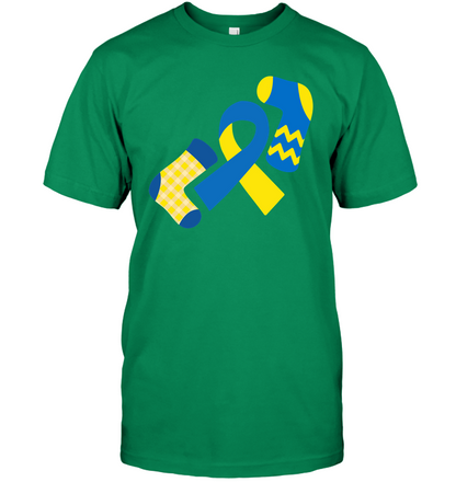 Down Syndrome Awareness Day Socks And Ribbons Shirt Unisex Short Sleeve Classic Tee Kelly Green