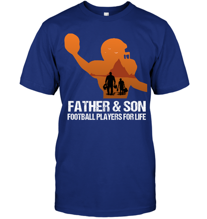 Father And Son Football Players For Life Family Shirt Unisex Short Sleeve Classic Tee Deep Royal