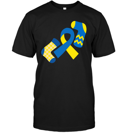 Down Syndrome Awareness Day Socks And Ribbons Shirt Unisex Short Sleeve Classic Tee Black