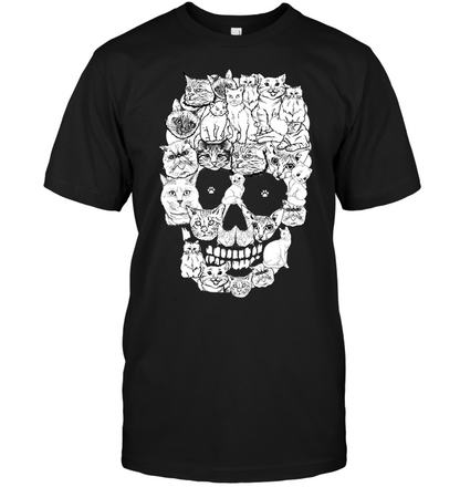 Cats Skull Kitten Shirt Unisex Short Sleeve Classic Tee Black