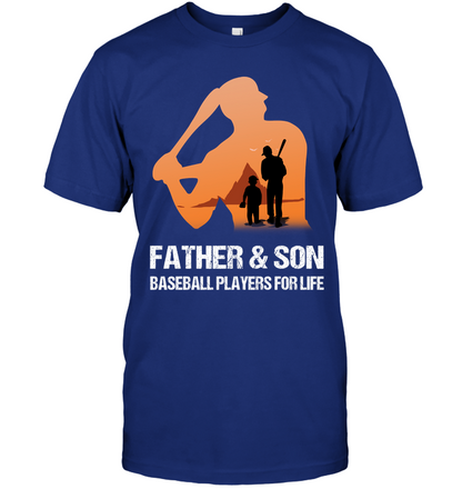 Father And Son Baseball Players For Life Family Shirt Unisex Short Sleeve Classic Tee Deep Royal