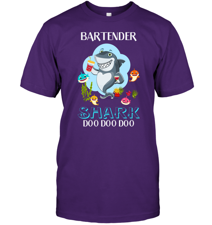 Bartender Shark Doo Doo Doo Shirt Unisex Short Sleeve Classic Tee Purple