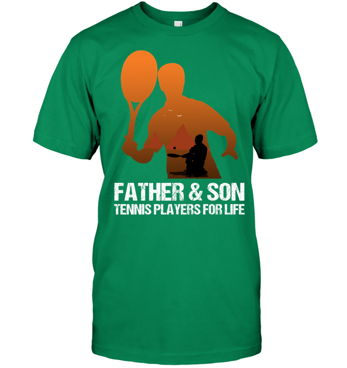 Father And Son Tennis Players For Life Family Shirt Unisex Short Sleeve Classic Tee Kelly Green