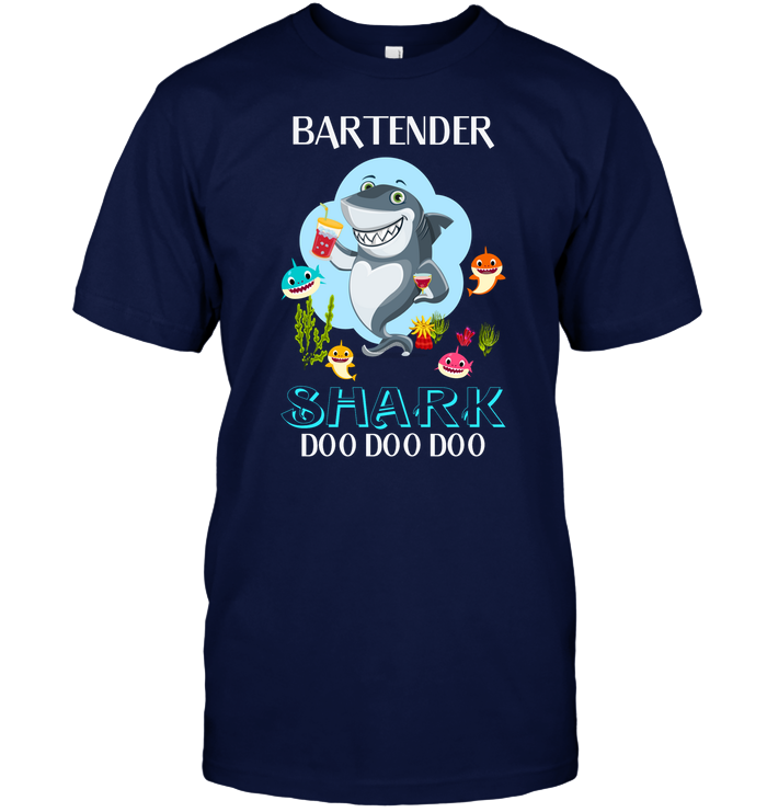Bartender Shark Doo Doo Doo Shirt Unisex Short Sleeve Classic Tee Navy