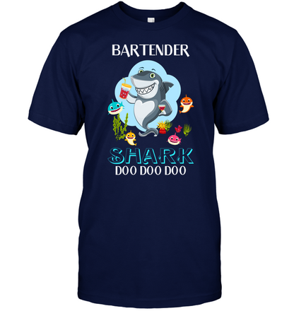 Bartender Shark Doo Doo Doo Shirt Unisex Short Sleeve Classic Tee Navy