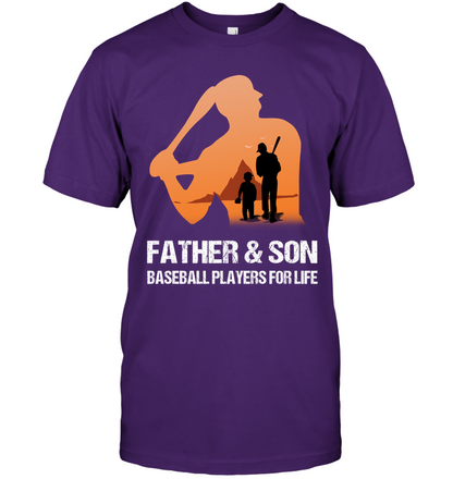 Father And Son Baseball Players For Life Family Shirt Unisex Short Sleeve Classic Tee Purple