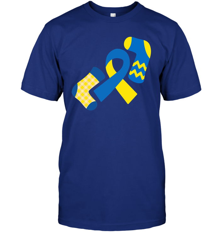 Down Syndrome Awareness Day Socks And Ribbons Shirt Unisex Short Sleeve Classic Tee Deep Royal