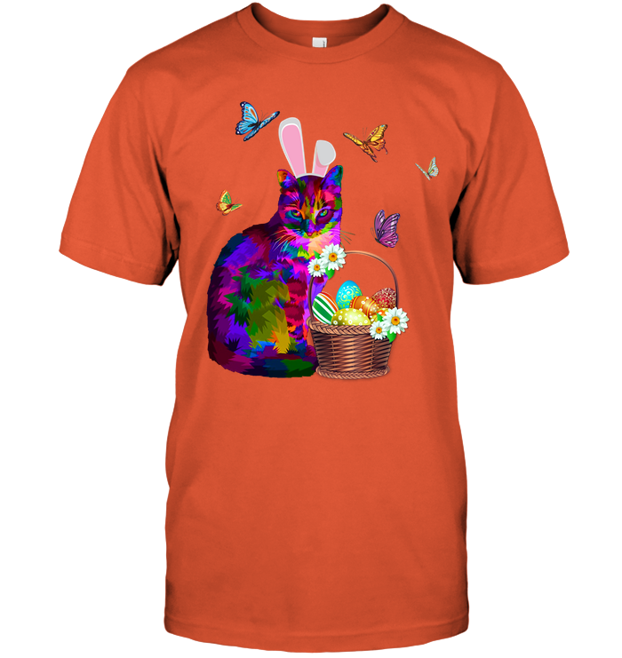 Cat Costume Bunnie Easter Day Shirt Unisex Short Sleeve Classic Tee Orange