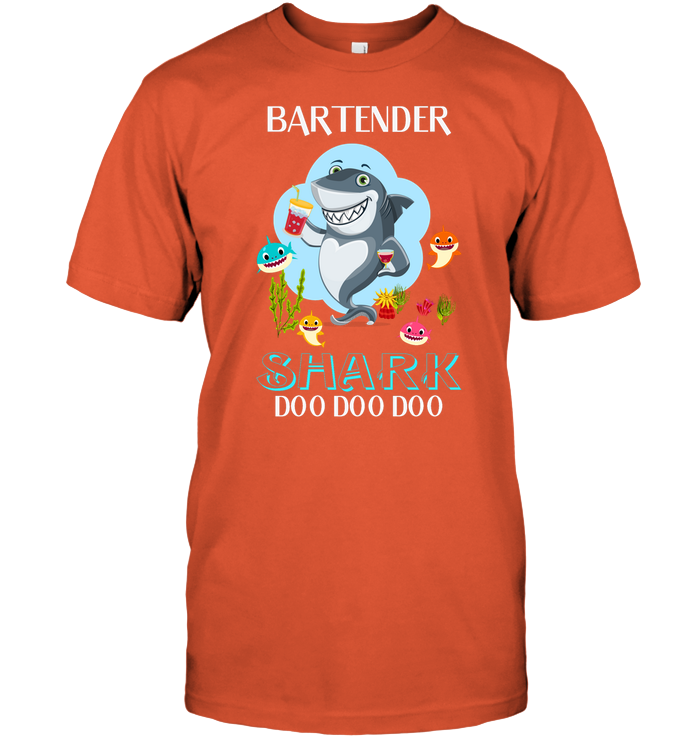 Bartender Shark Doo Doo Doo Shirt Unisex Short Sleeve Classic Tee Orange