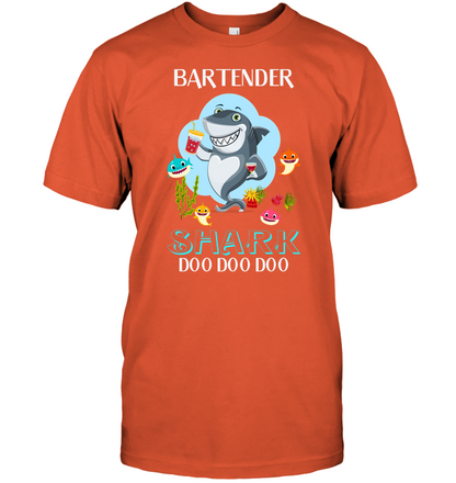 Bartender Shark Doo Doo Doo Shirt Unisex Short Sleeve Classic Tee Orange