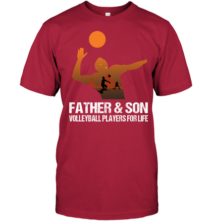 Father And Son Volleyball Players For Life Family Shirt Unisex Short Sleeve Classic Tee Deep Red
