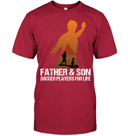 Father And Son Soccer Players For Life Family Shirt Unisex Short Sleeve Classic Tee Deep Red