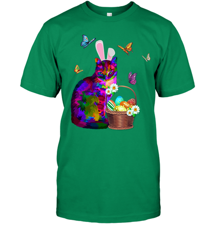 Cat Costume Bunnie Easter Day Shirt Unisex Short Sleeve Classic Tee Kelly Green
