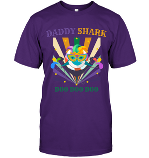 Daddy Shark Doo Doo Doo Happy Mardi Gars Family ShirtUnisex Short Sleeve Classic Tee