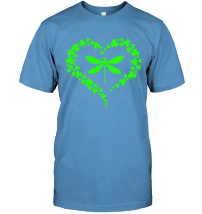 Dragonfly Clover Heart Irish Saint Patricks Day Shirt Unisex Short Sleeve Classic Tee Carolina Blue