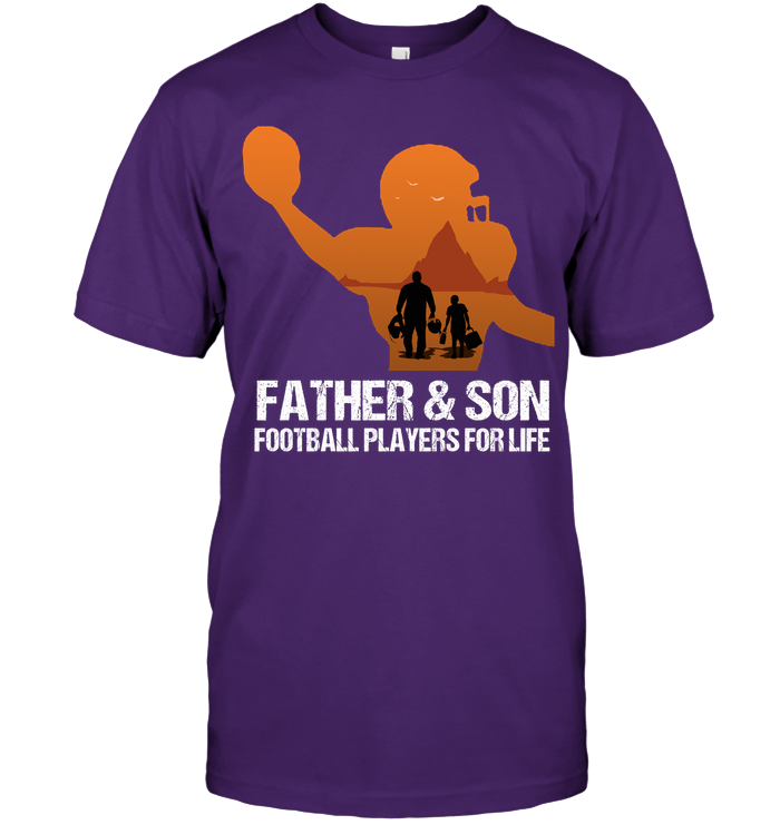 Father And Son Football Players For Life Family Shirt Unisex Short Sleeve Classic Tee Purple