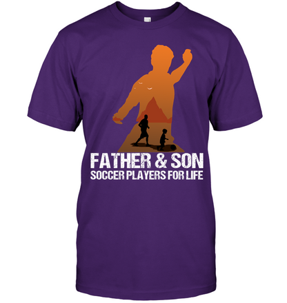 Father And Son Soccer Players For Life Family Shirt Unisex Short Sleeve Classic Tee Purple