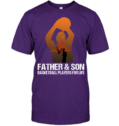 Father And Son Basketball Players For Life Family Shirt Unisex Short Sleeve Classic Tee Purple