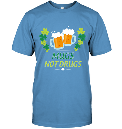 Mugs Not Dugs Saint Patricks Day Shirt Unisex Short Sleeve Classic Tee Carolina Blue