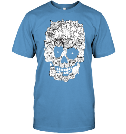Cats Skull Kitten Shirt Unisex Short Sleeve Classic Tee Carolina Blue