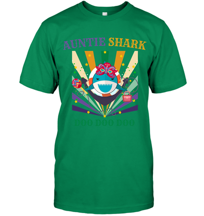 Auntie Shark Doo Doo Doo Happy Mardi Gars Family Shirt Unisex Short Sleeve Classic Tee Kelly Green