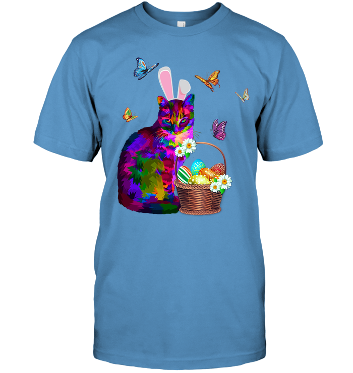Cat Costume Bunnie Easter Day Shirt Unisex Short Sleeve Classic Tee Carolina Blue