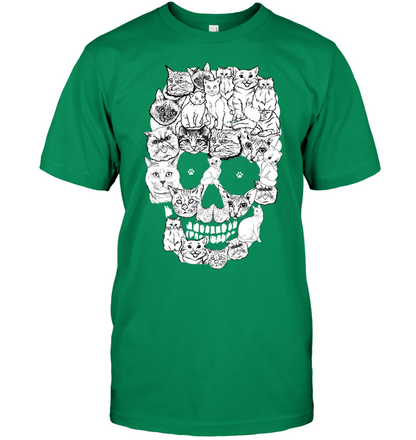 Cats Skull Kitten Shirt Unisex Short Sleeve Classic Tee Kelly Green