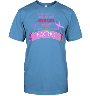 Most People Never Meet Their Heroes I Was Raised By Mine I Wear Pink For My Mom ShirtUnisex Short Sleeve Classic Tee