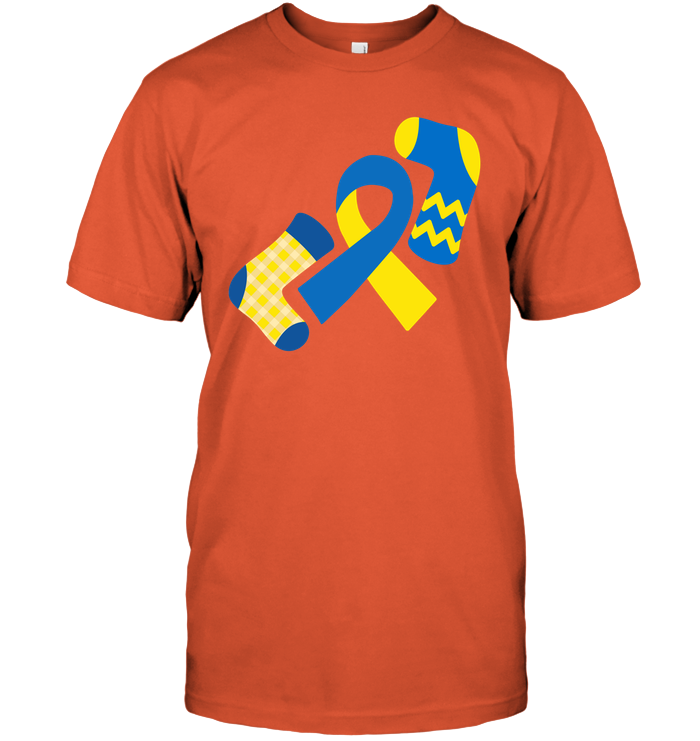 Down Syndrome Awareness Day Socks And Ribbons Shirt Unisex Short Sleeve Classic Tee Orange