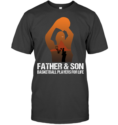 Father And Son Basketball Players For Life Family Shirt Unisex Short Sleeve Classic Tee Charcoal Heather