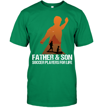Father And Son Soccer Players For Life Family Shirt Unisex Short Sleeve Classic Tee Kelly Green