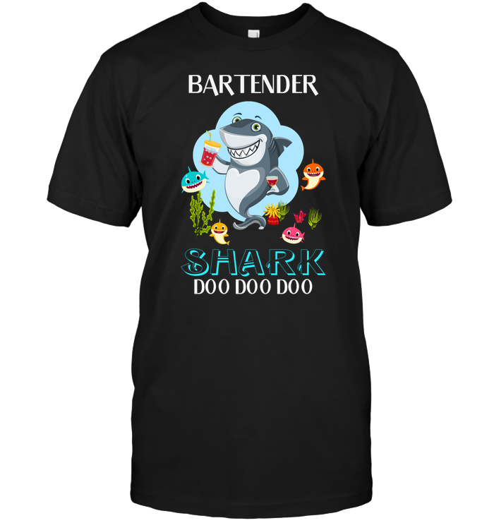 Bartender Shark Doo Doo Doo Shirt Unisex Short Sleeve Classic Tee Black