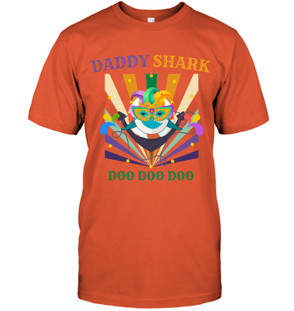 Daddy Shark Doo Doo Doo Happy Mardi Gars Family Shirt Unisex Short Sleeve Classic Tee Orange