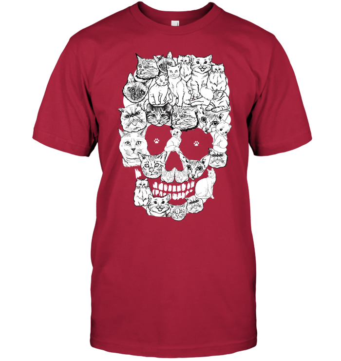 Cats Skull Kitten Shirt Unisex Short Sleeve Classic Tee Deep Red