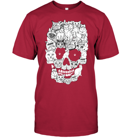 Cats Skull Kitten Shirt Unisex Short Sleeve Classic Tee Deep Red