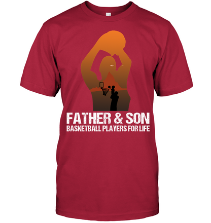 Father And Son Basketball Players For Life Family Shirt Unisex Short Sleeve Classic Tee Deep Red