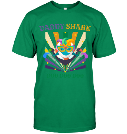 Daddy Shark Doo Doo Doo Happy Mardi Gars Family Shirt Unisex Short Sleeve Classic Tee Kelly Green