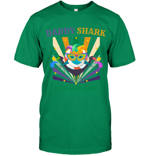 Daddy Shark Doo Doo Doo Happy Mardi Gars Family ShirtUnisex Short Sleeve Classic Tee