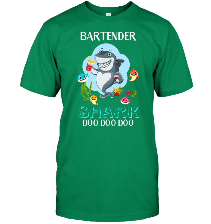 Bartender Shark Doo Doo Doo Shirt Unisex Short Sleeve Classic Tee Kelly Green