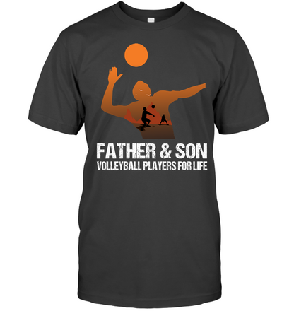 Father And Son Volleyball Players For Life Family Shirt Unisex Short Sleeve Classic Tee Charcoal Heather